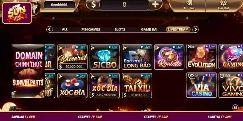 Casino Live Sunwin với nhiều bàn cược hấp dẫn