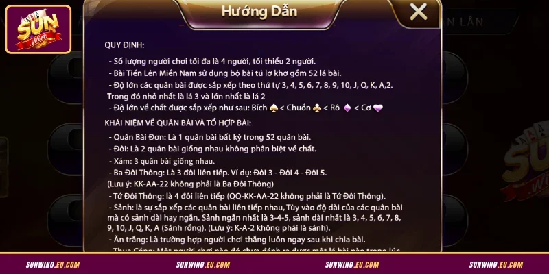 Luật chơi và cách đánh Tiến Lên Sunwin chi tiết