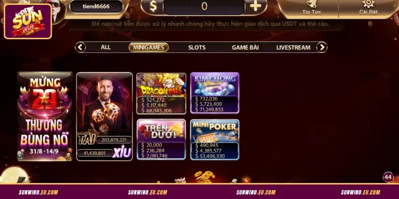 Minigames Sunwin với nhiều trò chơi giải trí hot
