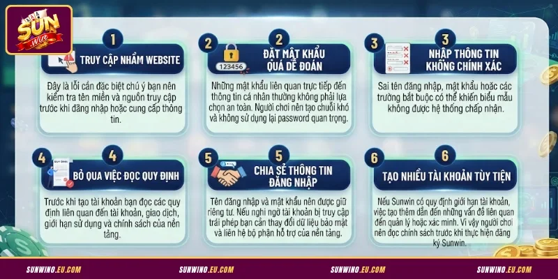 Sai lầm hội viên thường gặp khi đăng ký Sunwin